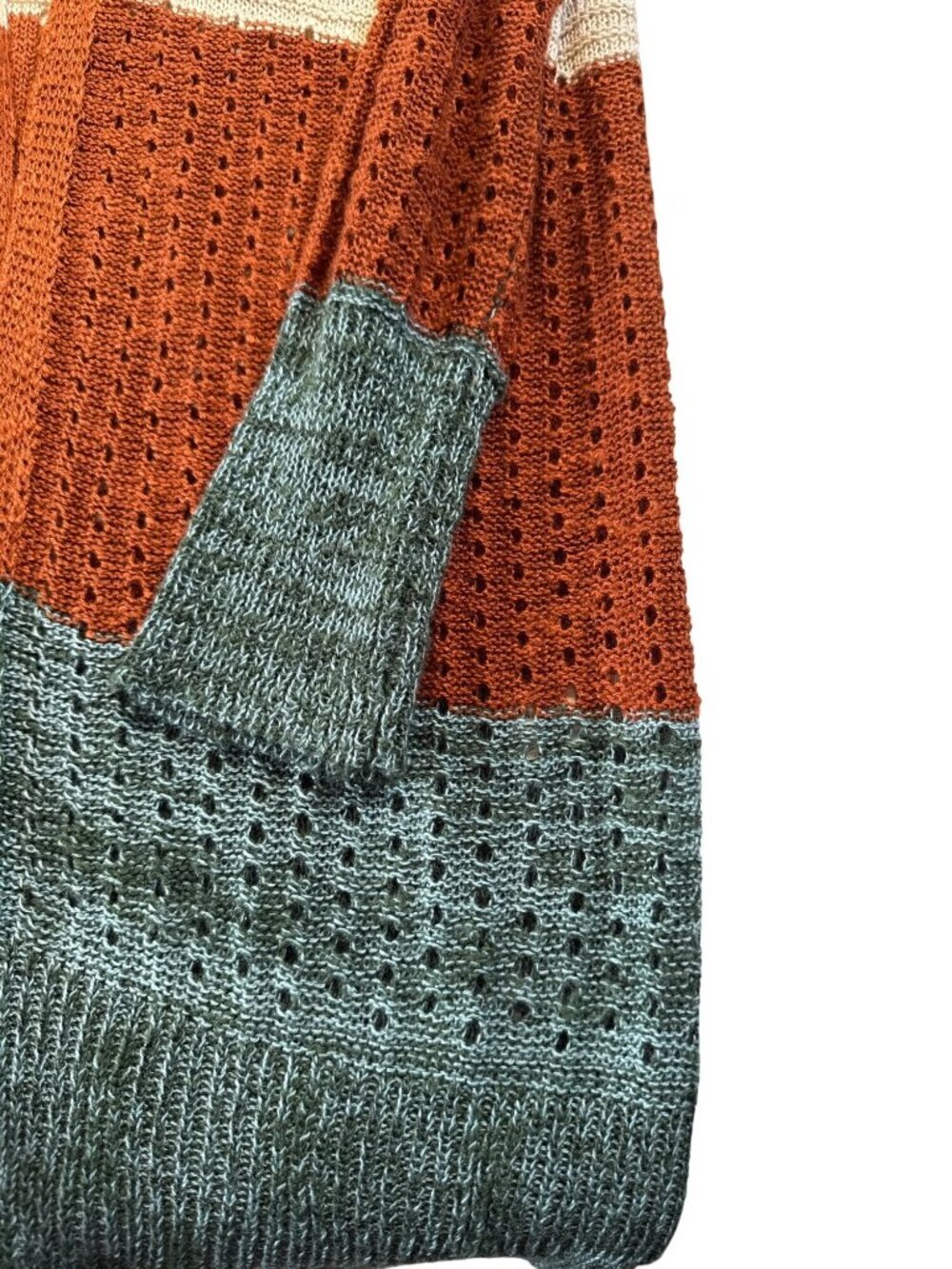 Linda Anderson Open Knit Color Block Cardigan~Size M~Multicolor Sweater L13 32 - Picture 6 of 9